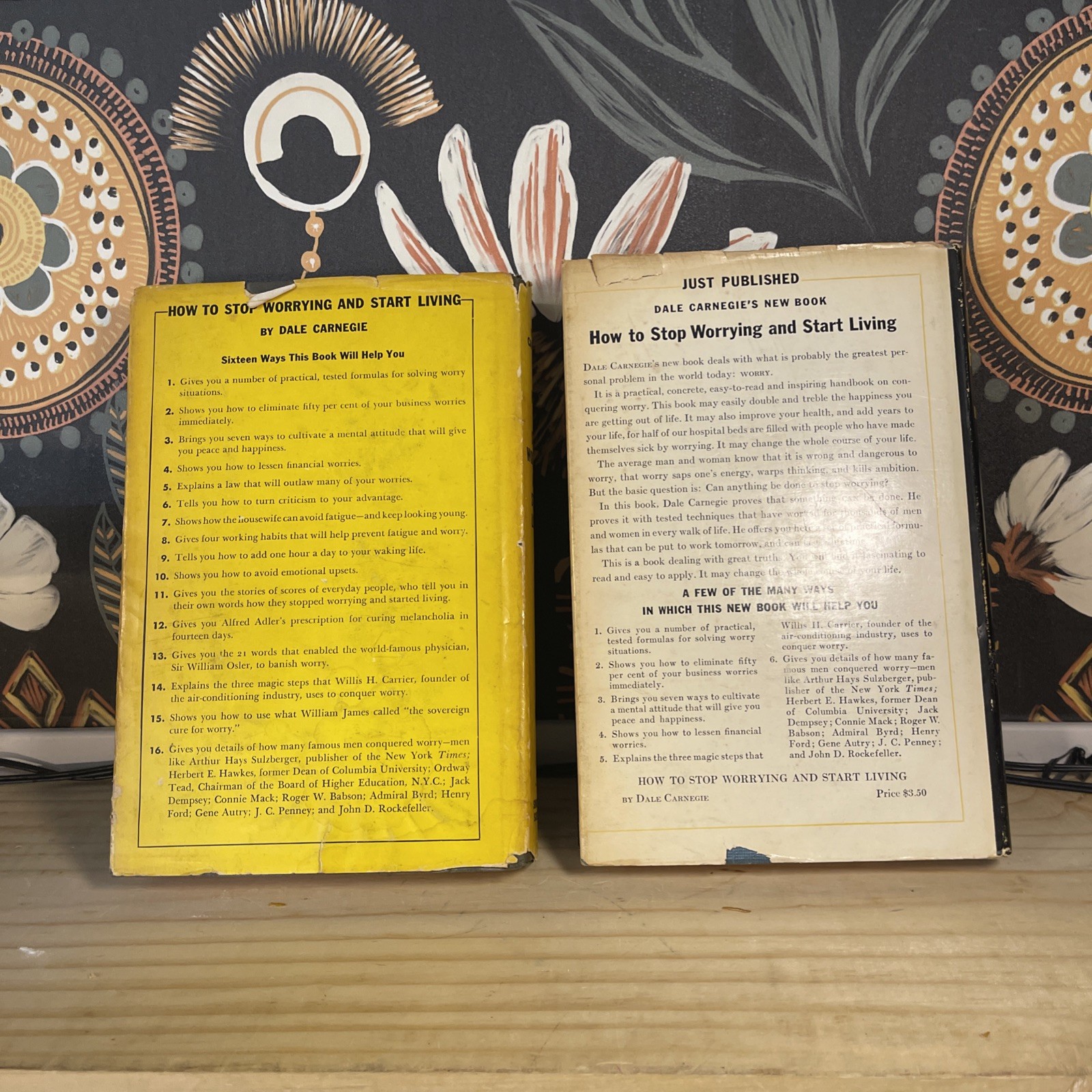 Dale Carnegie Vintage 2-Book Lot How To Win Friends Stop Worrying Hardcover DJ