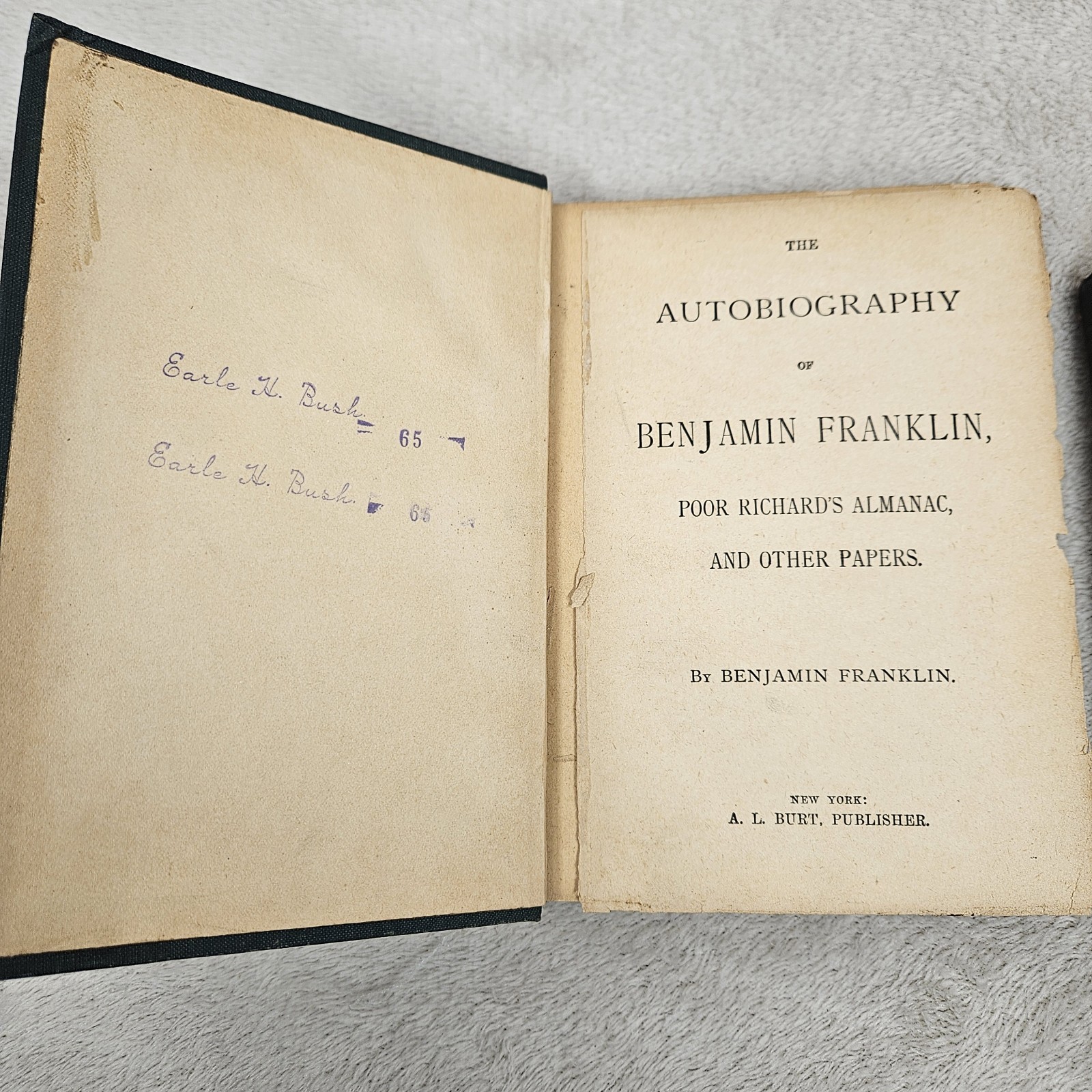 Autobiography Of Benjamin Franklin & Other Papers Set Of 2 Vintage Hardcover