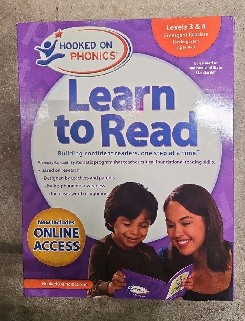 Hooked on Phonics Learn To Read Kindergarten Level 3 & 4 Emergent Ages 4-6 NEW