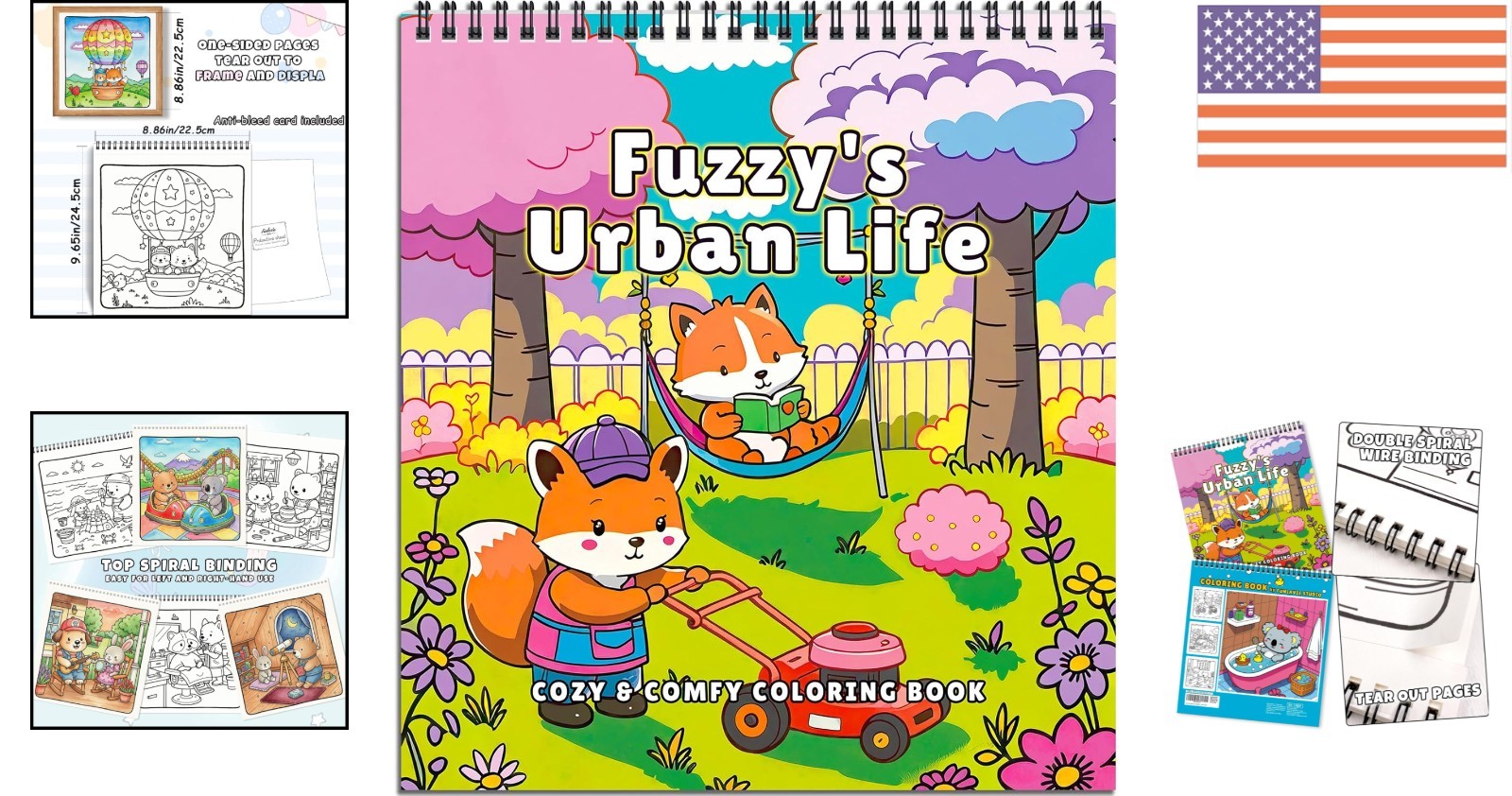 Relaxing Spiral-Bound Coloring Book for Mindfulness & Creativity – 32 Pages