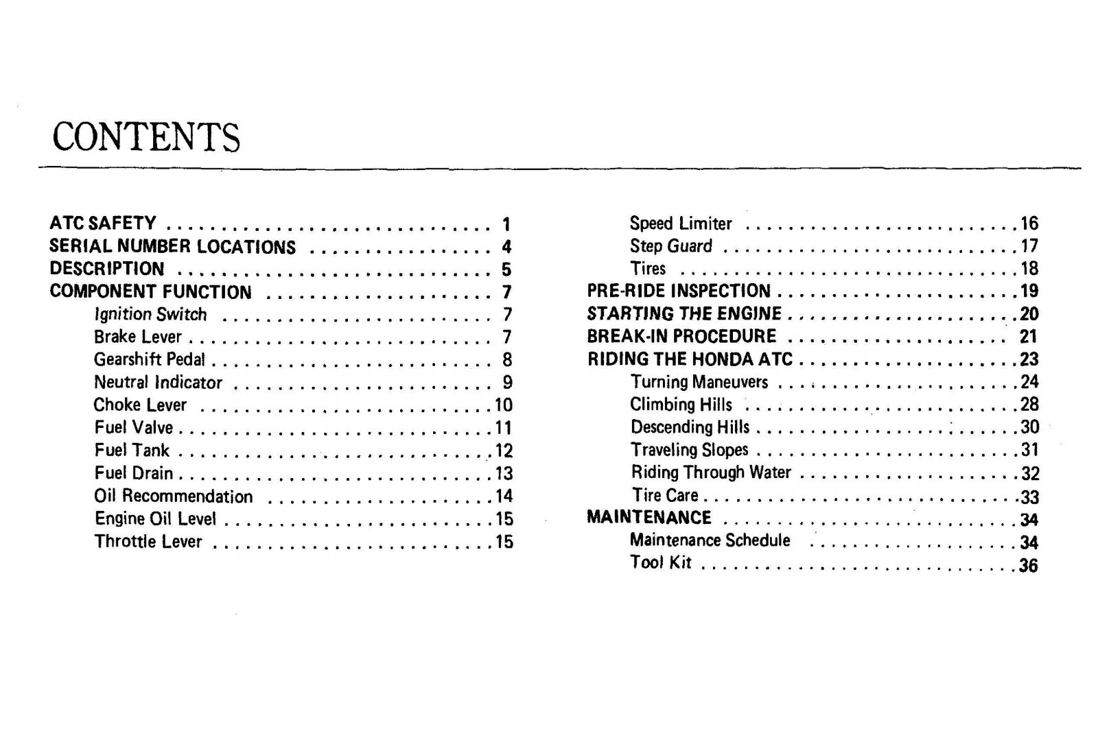 1983 Honda ATC70 Owner’s Manual 64 Pages
