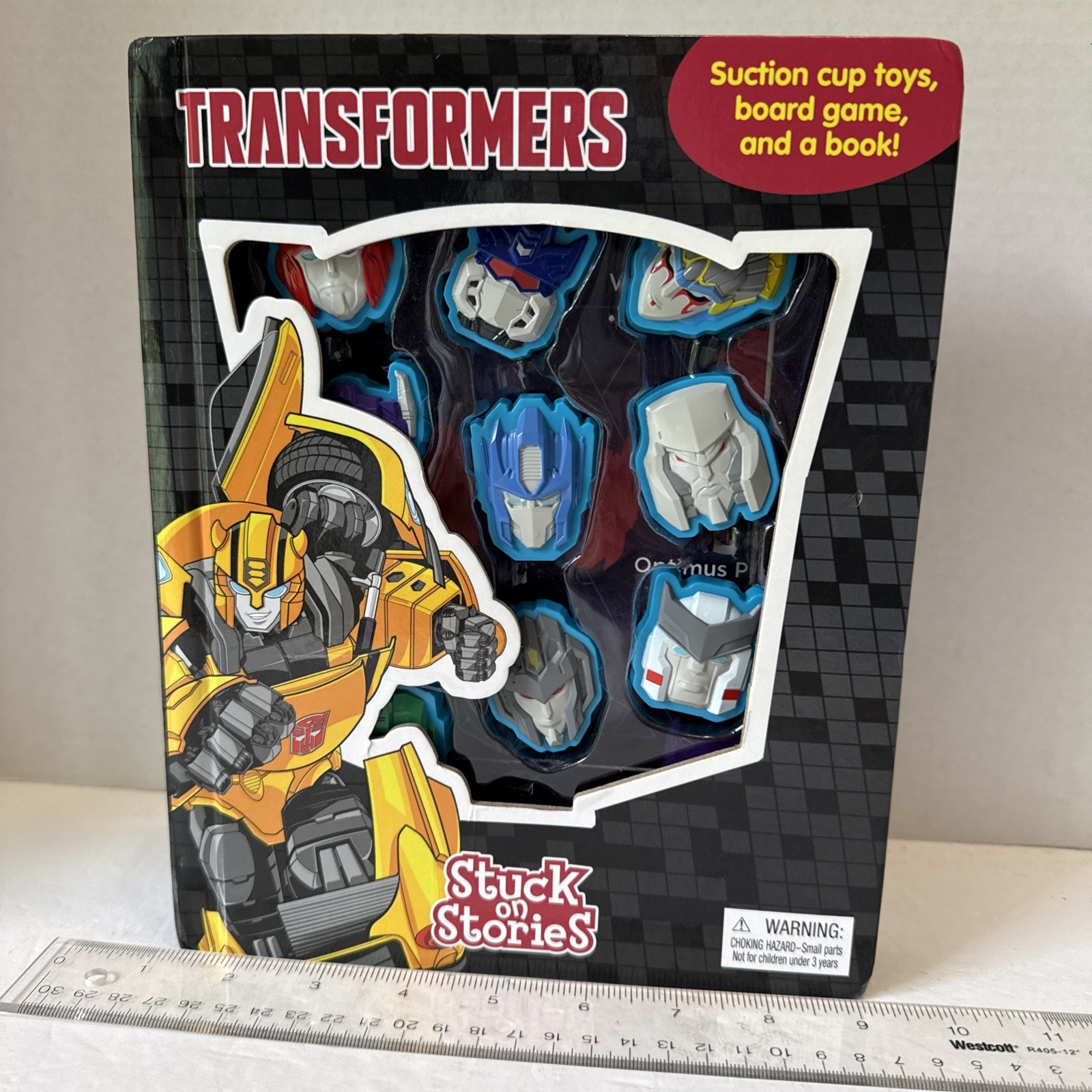 Transformers Stuck On Stories with Suction Cup Toys Board Game and Storybook