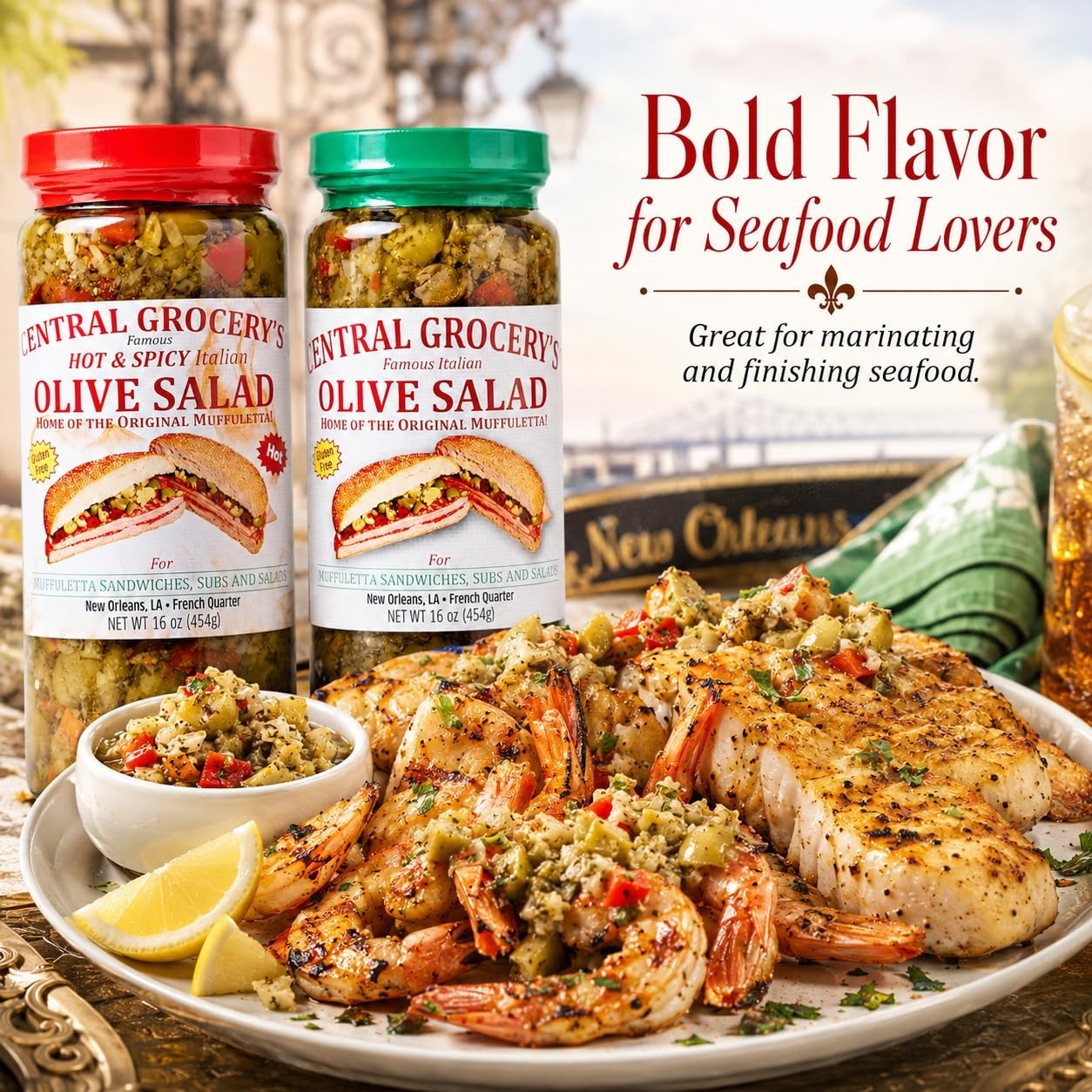 Delicious Olive Salad Combo – 16 oz – Hot & Original for Muffulettas, Sandwiches