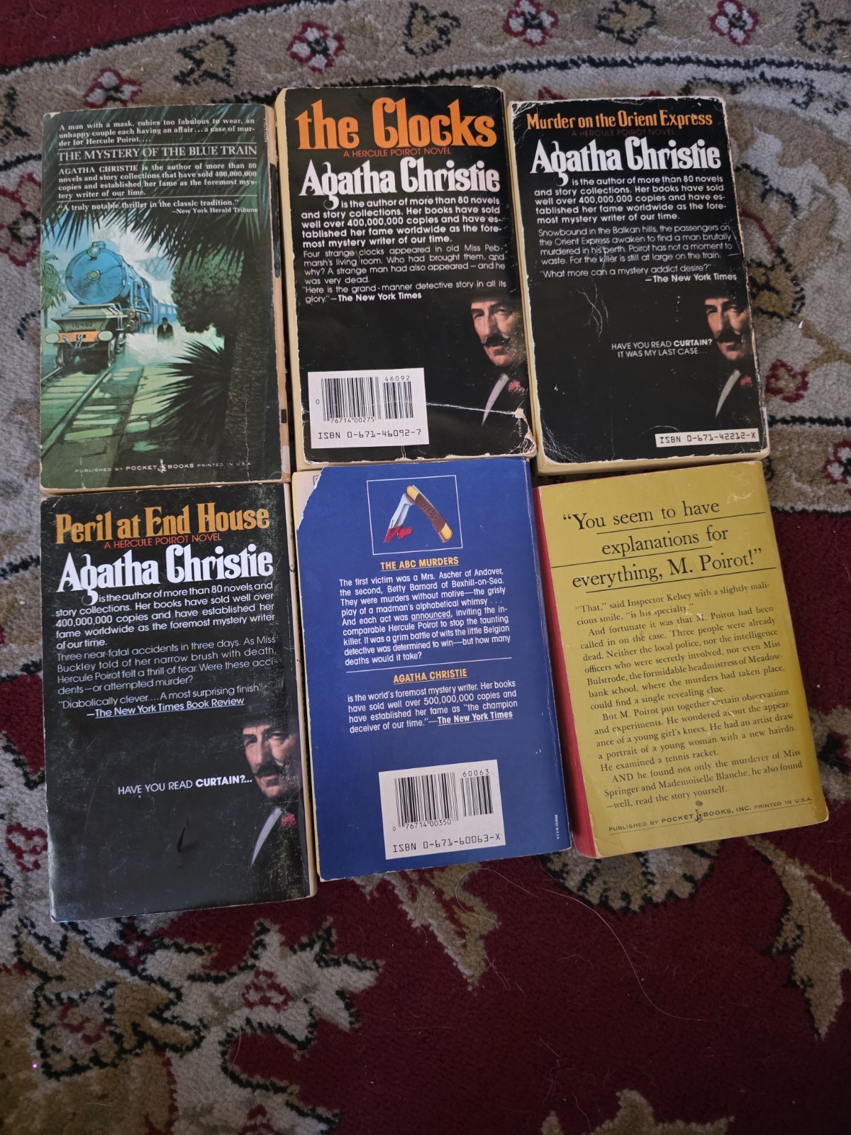 Lot of 6 Poirot Novels Agatha Christie Paperbacks