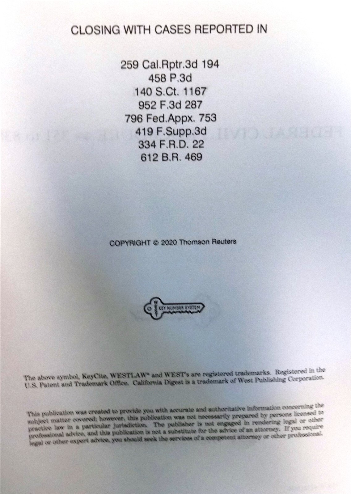 West’s California Digest 21 H Federal Civil Procedure Section 351 to 838 2020