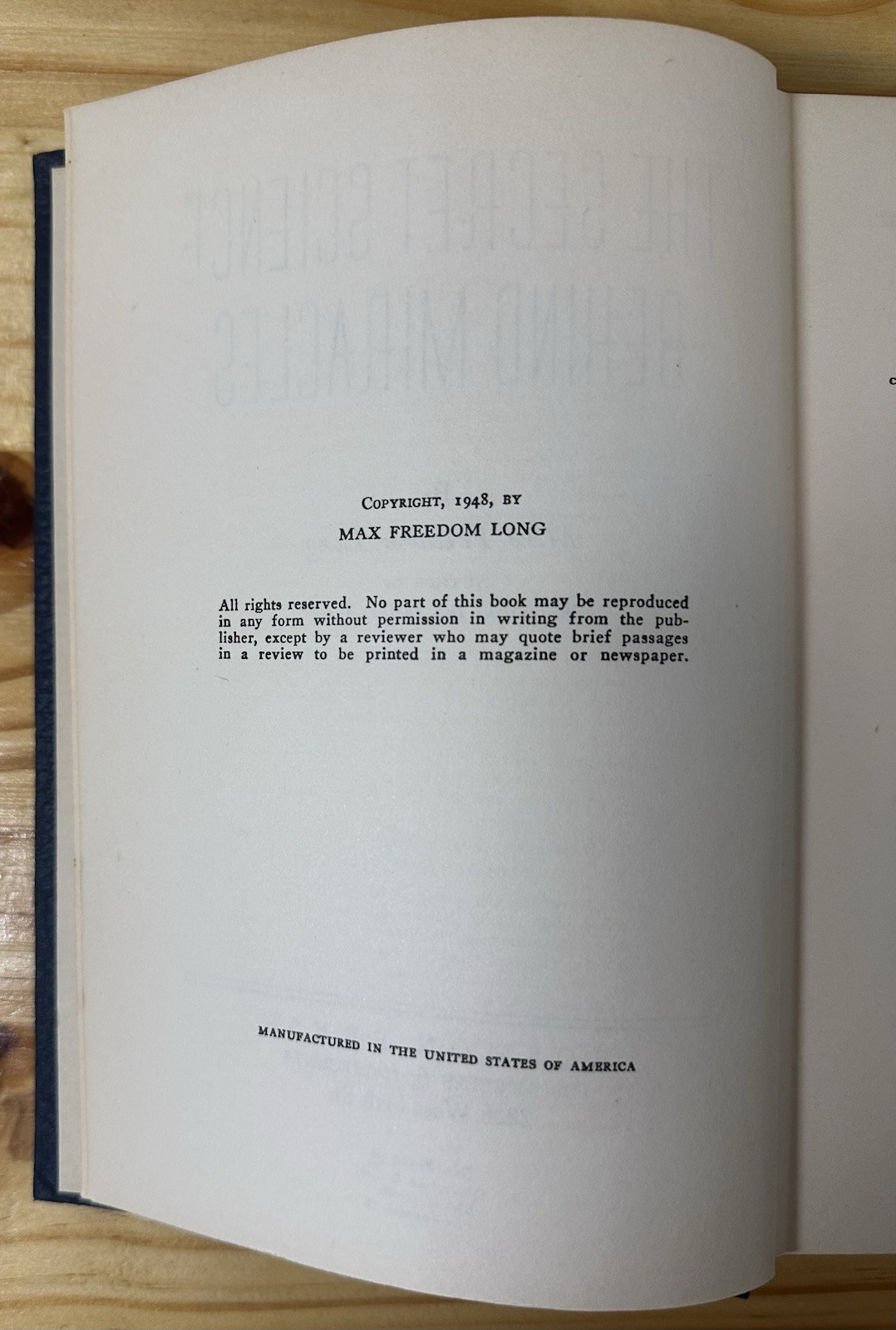 The Secret Science Behind Miracles by Max Freedom Long 1948