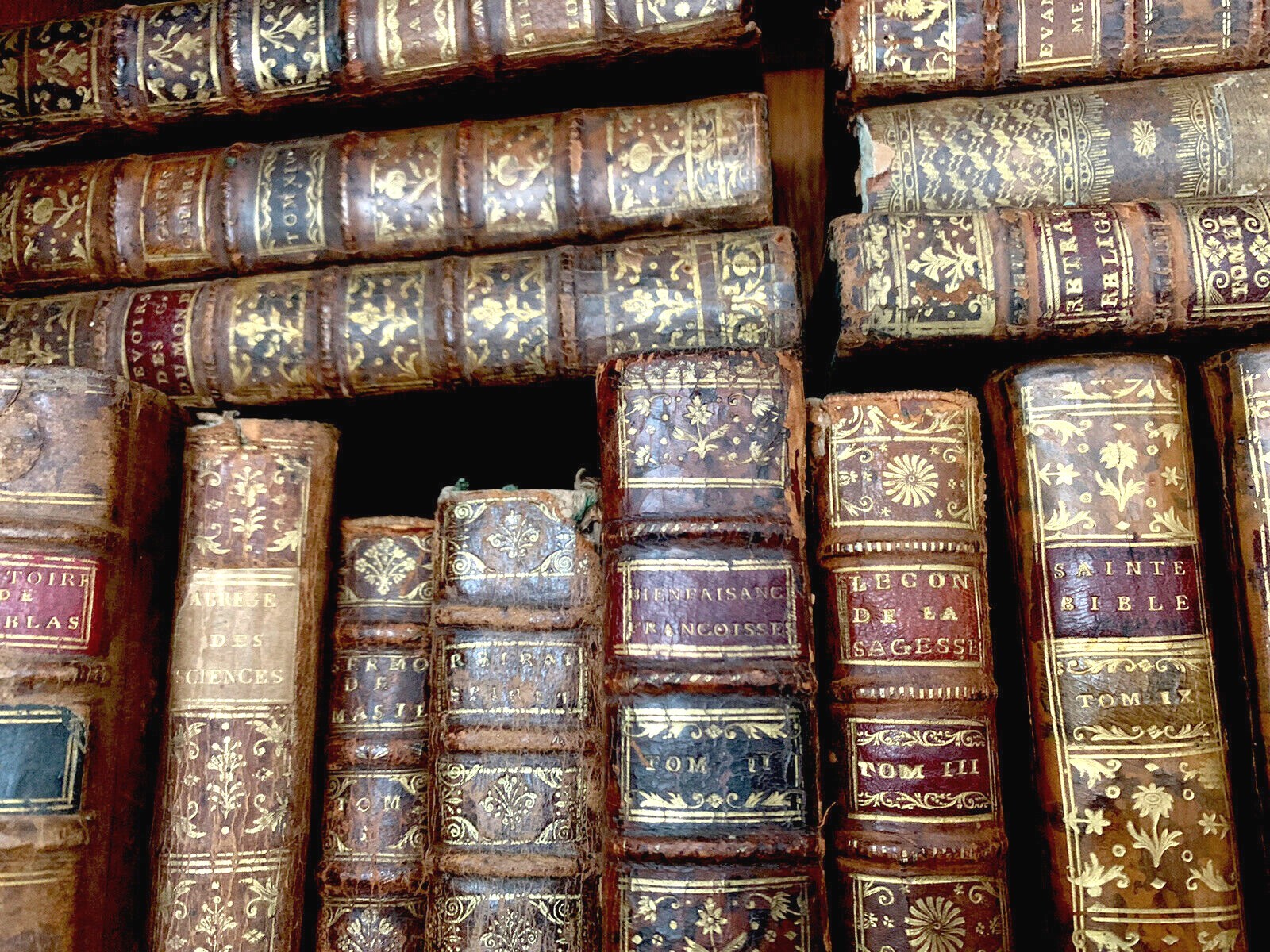 OLD BOOK Leather Antique Binding from 1700s – Literature, History, Religion Etc