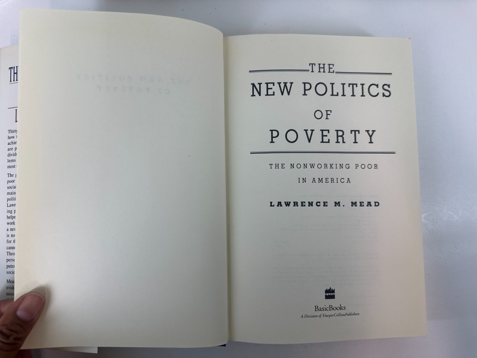 The New Politics Of Poverty Mead 1992 Hardcover GC Social Policy Book