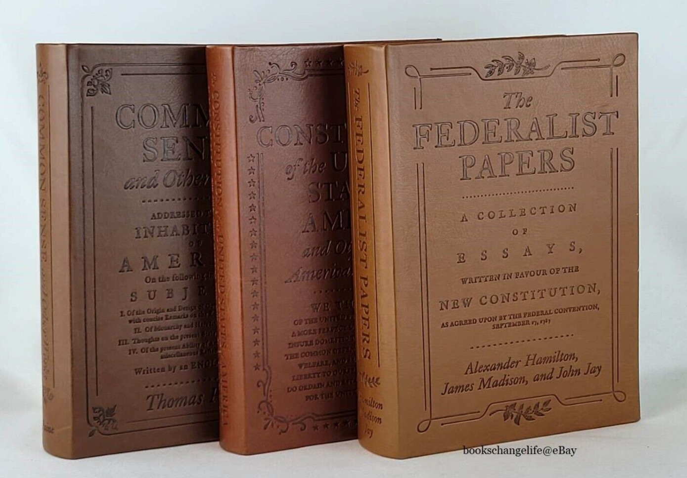 COMMON SENSE FEDERALIST PAPERS CONSTITUTION Set of 3 Faux Leather Deluxe Edition