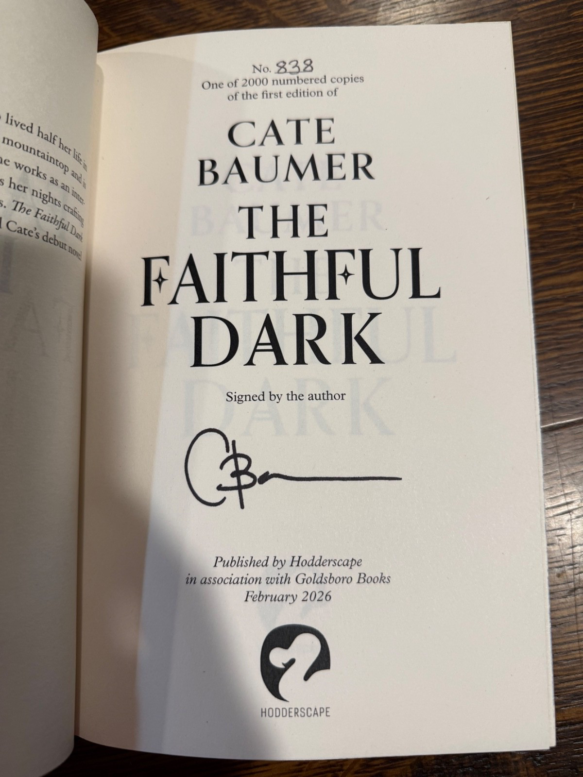 The Faithful Dark By Cate Baumer SIGNED & NUMBERED 838/2000 Goldsboro Fellowship