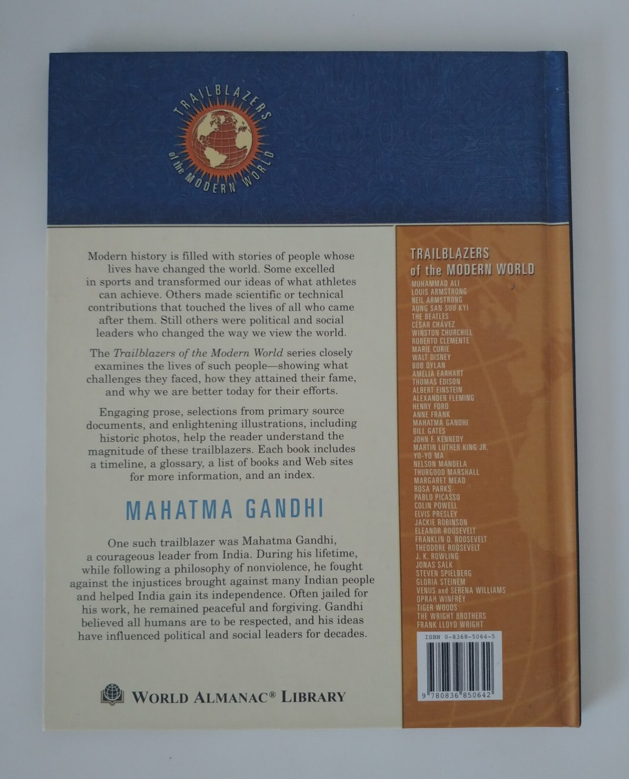 Mahatma Gandhi (Trailblazers of the Modern World) (Library Binding) *LIKE NEW*