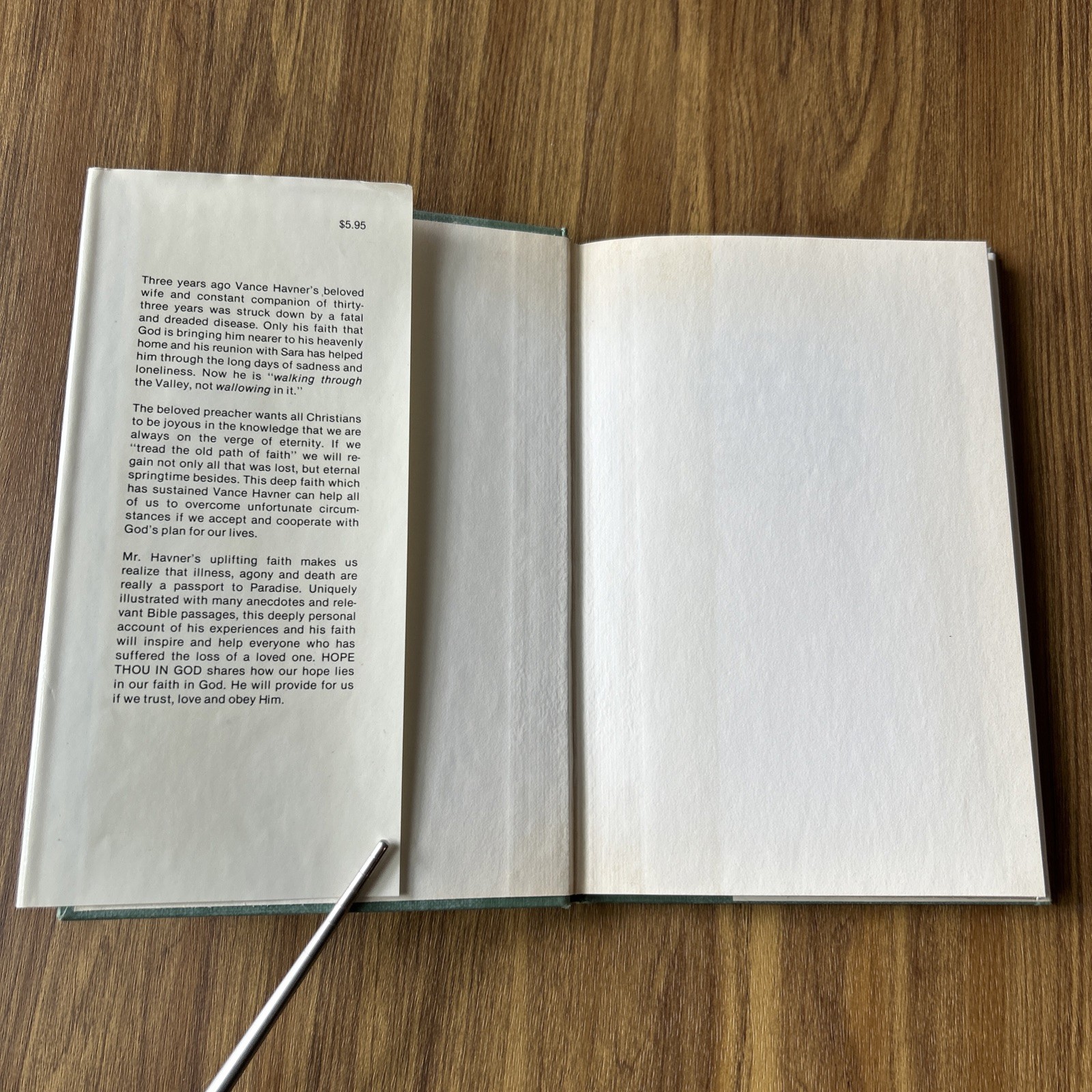 Hope Thou in GOD by Vance Havner 1977 Vintage Christian Revell Hardcover Book