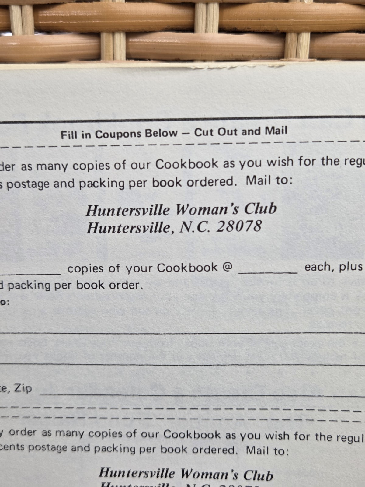 Recipes From Historic North Mecklenburg NC Huntersville Woman’s Club 1981