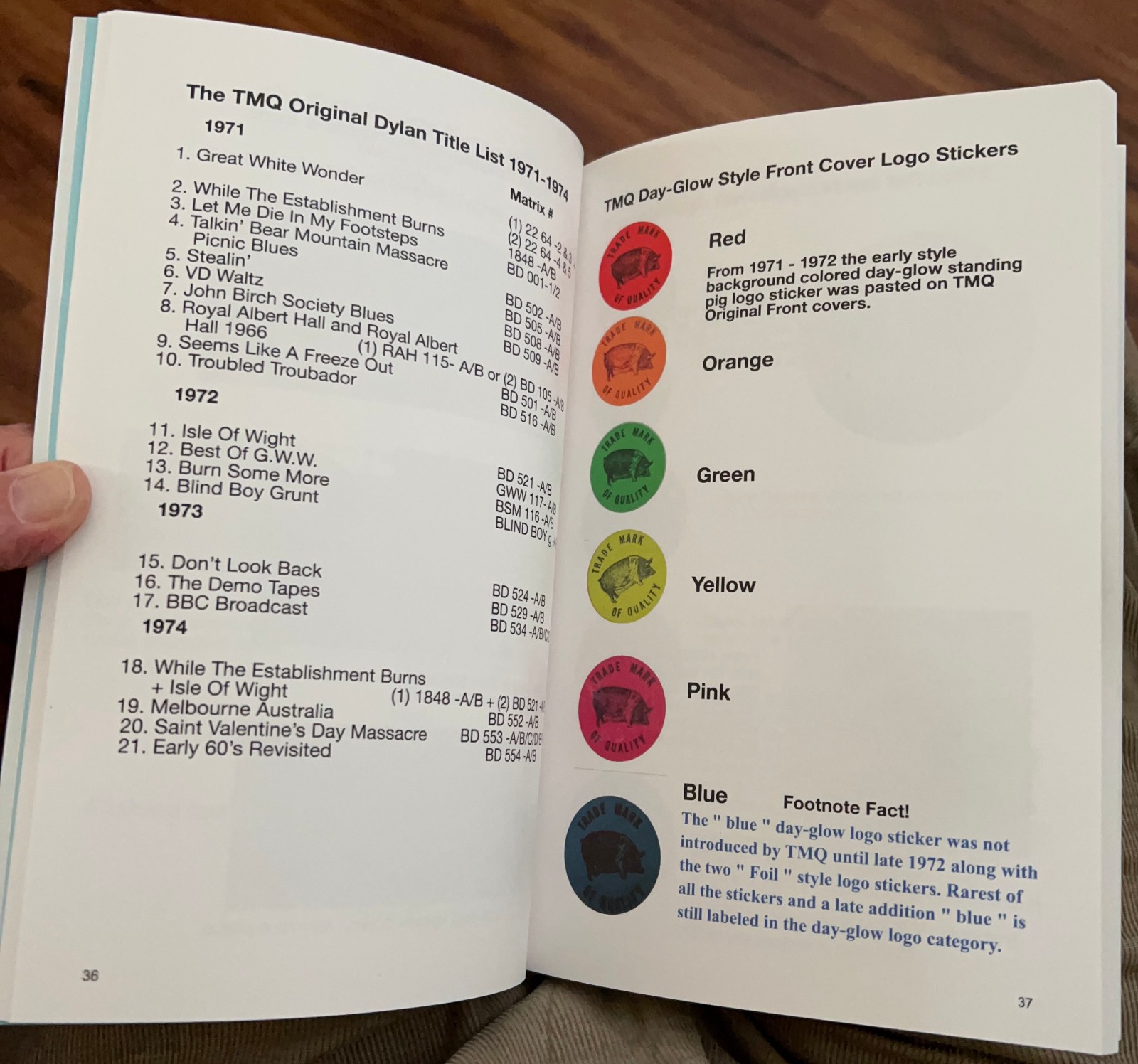 Book 6×9 132 page Illustrated picture book detailed guide Bob Dylan TMOQ/TMQ