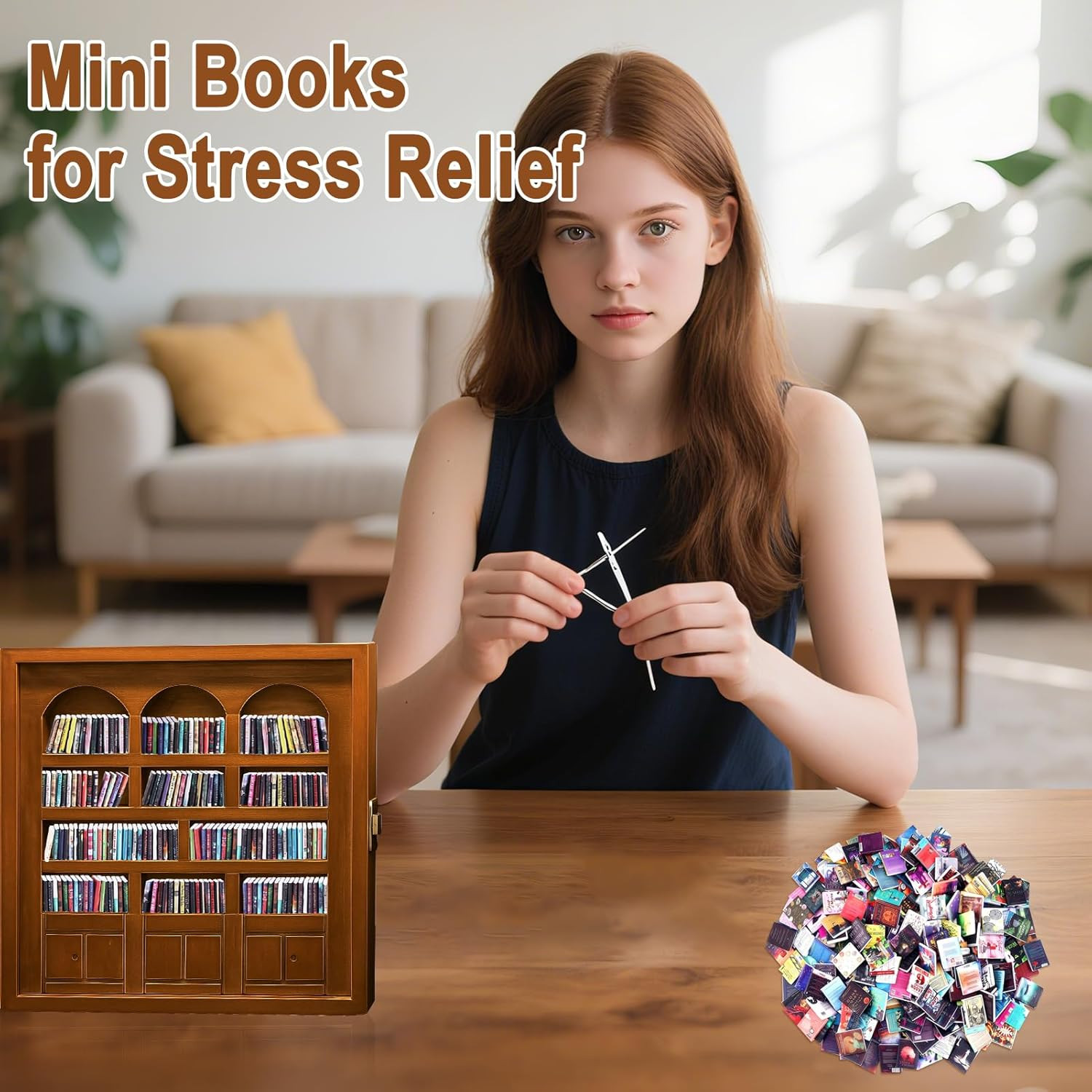 300Pcs Mini Books for Anxiety Bookshelf Tiny Book Fun Mini Brands Book Miniature