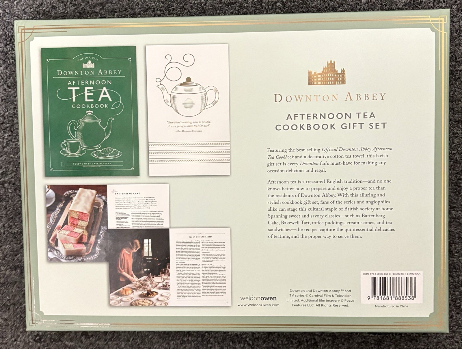 The Official Downton Abbey Afternoon Tea Cookbook Gift Set book&towel Like New