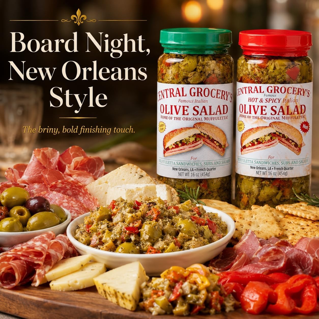 Delicious Olive Salad Combo – 16 oz – Hot & Original for Muffulettas, Sandwiches