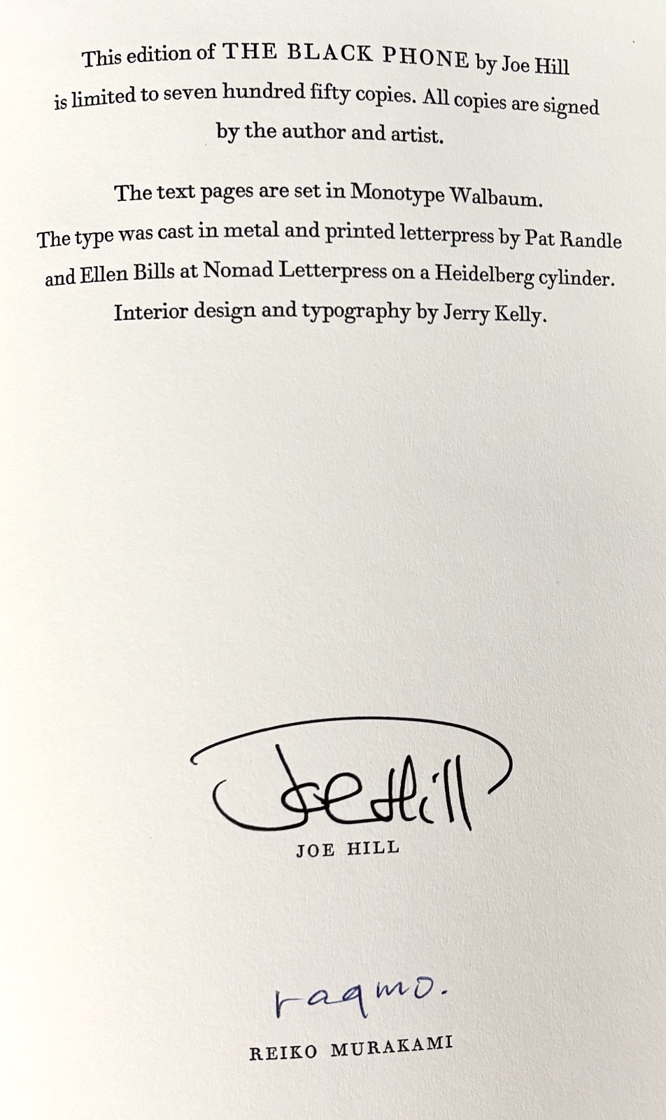 Joe Hill THE BLACK PHONE Signed X2 Suntup Classic Limited Edition OOP NEW