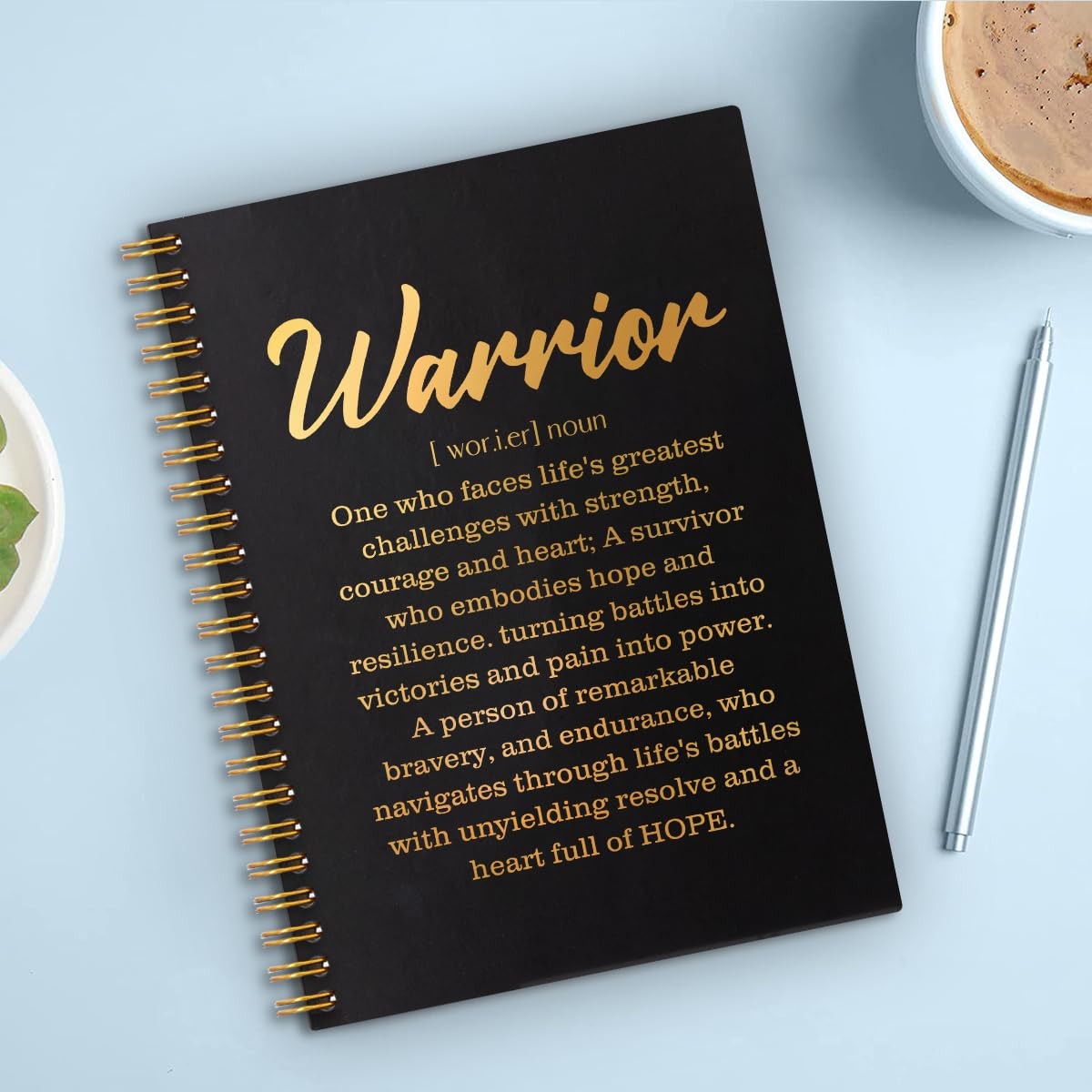 QYUVK Warrior Definition Gold Foil Hardcover 160 Pages 5.9×8 inches, Black