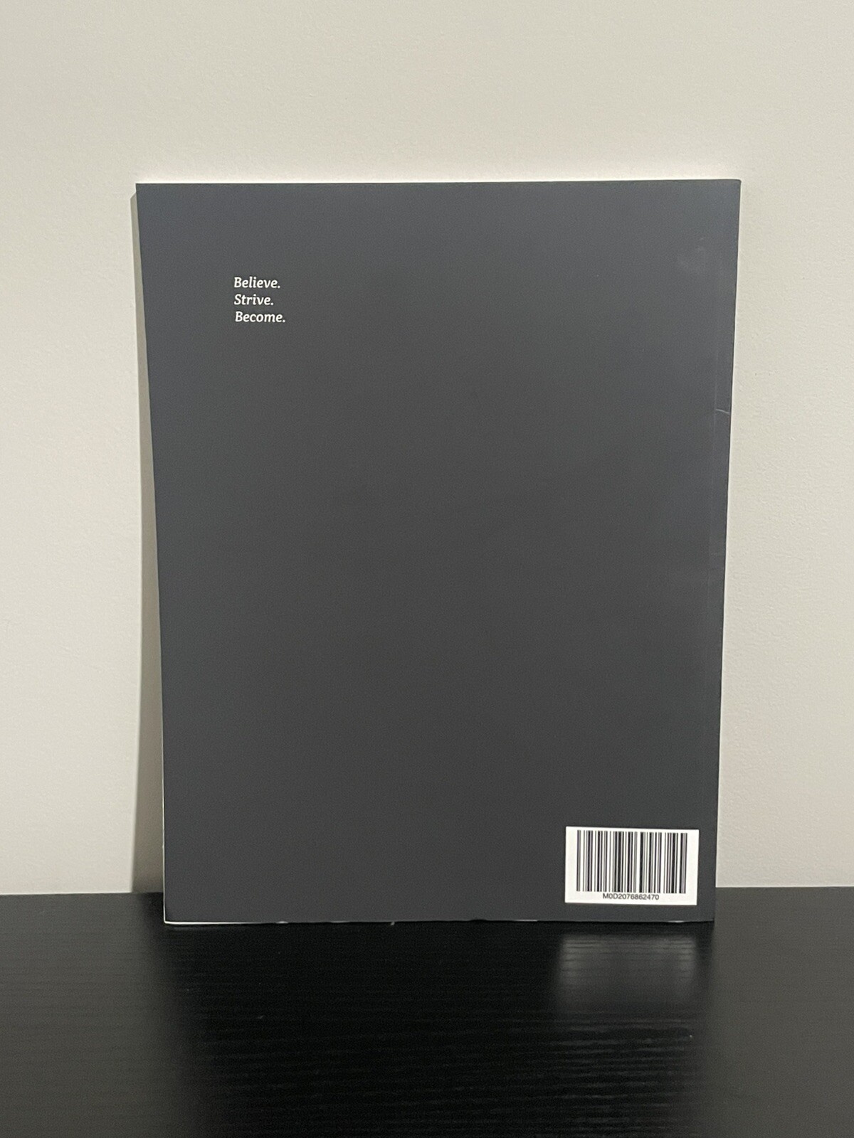 Motivational Personal Journal, Believe. Strive. Become. – Black, 8.5 in x 11 in