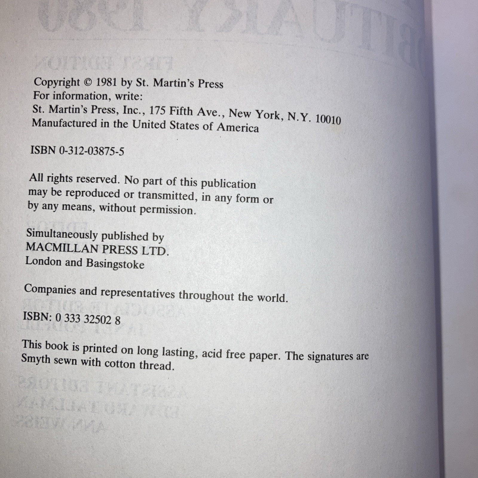 The Annual Obituary 1980 First Edition Hardcover St. Martin’s Press w DJ 874 pgs