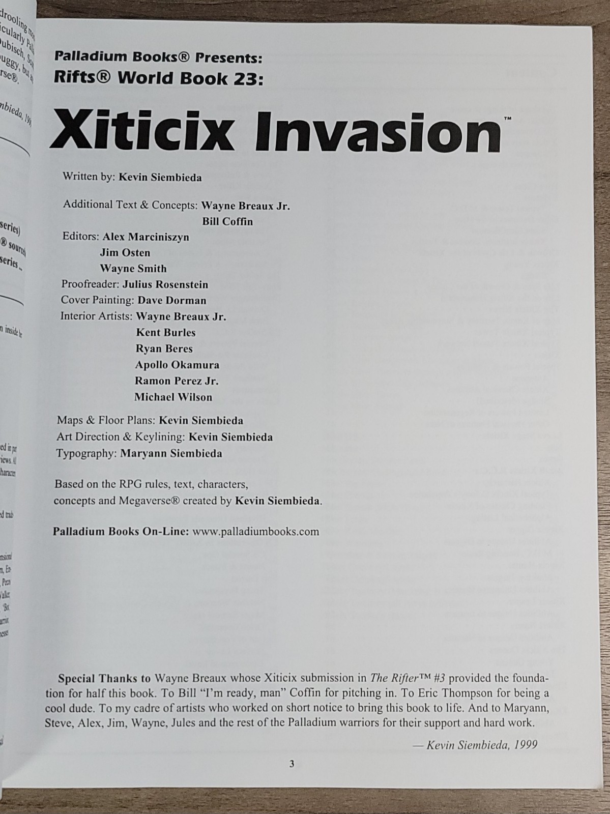 XITICIK INVASION. Rifts Work Book 23. Palladium Books. Cat. No. 838