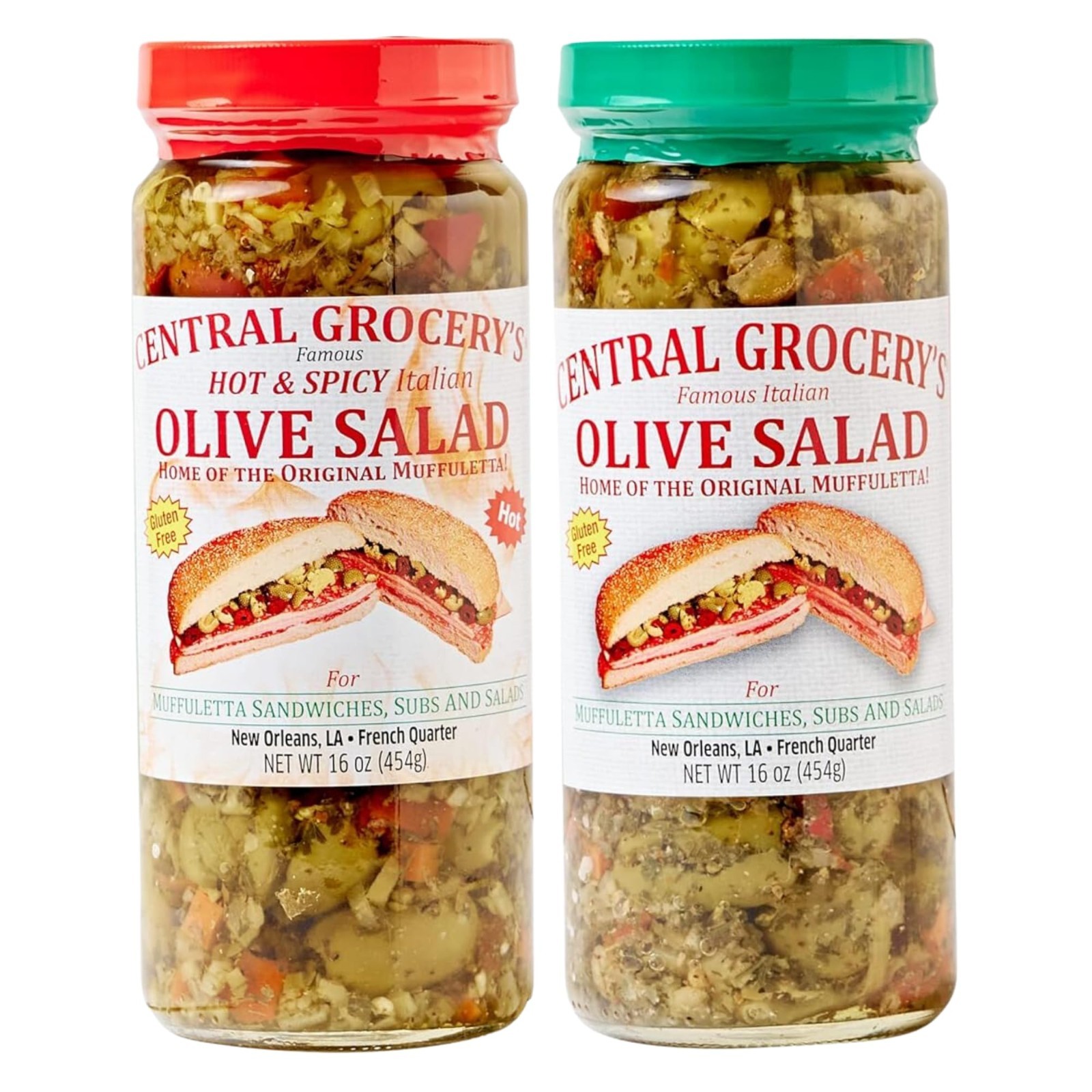 Delicious Olive Salad Combo – 16 oz – Hot & Original for Muffulettas, Sandwiches