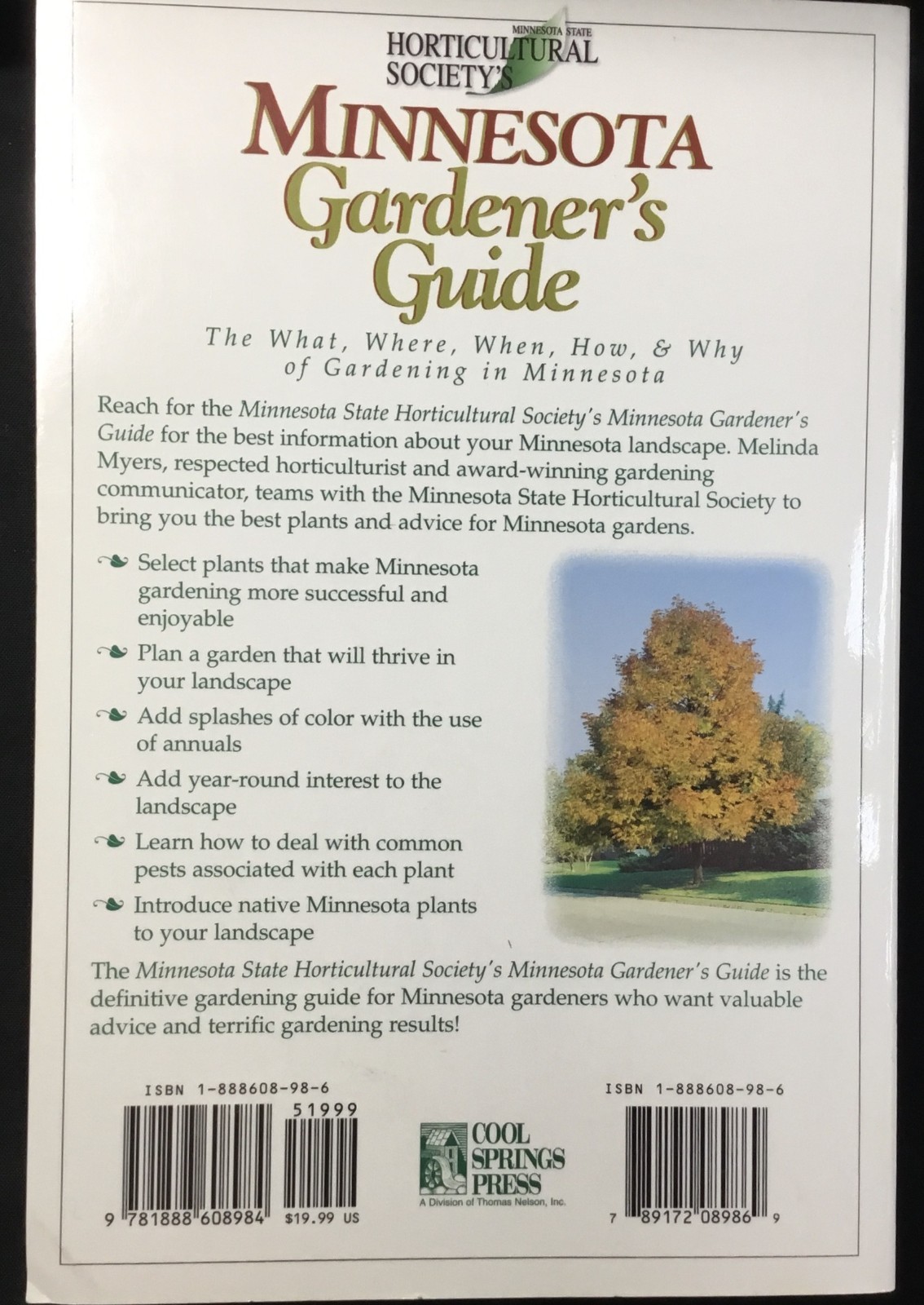 Book, MN Gardener’s Guide, Paperback, M. Myers, Cool Springs Press, 2001