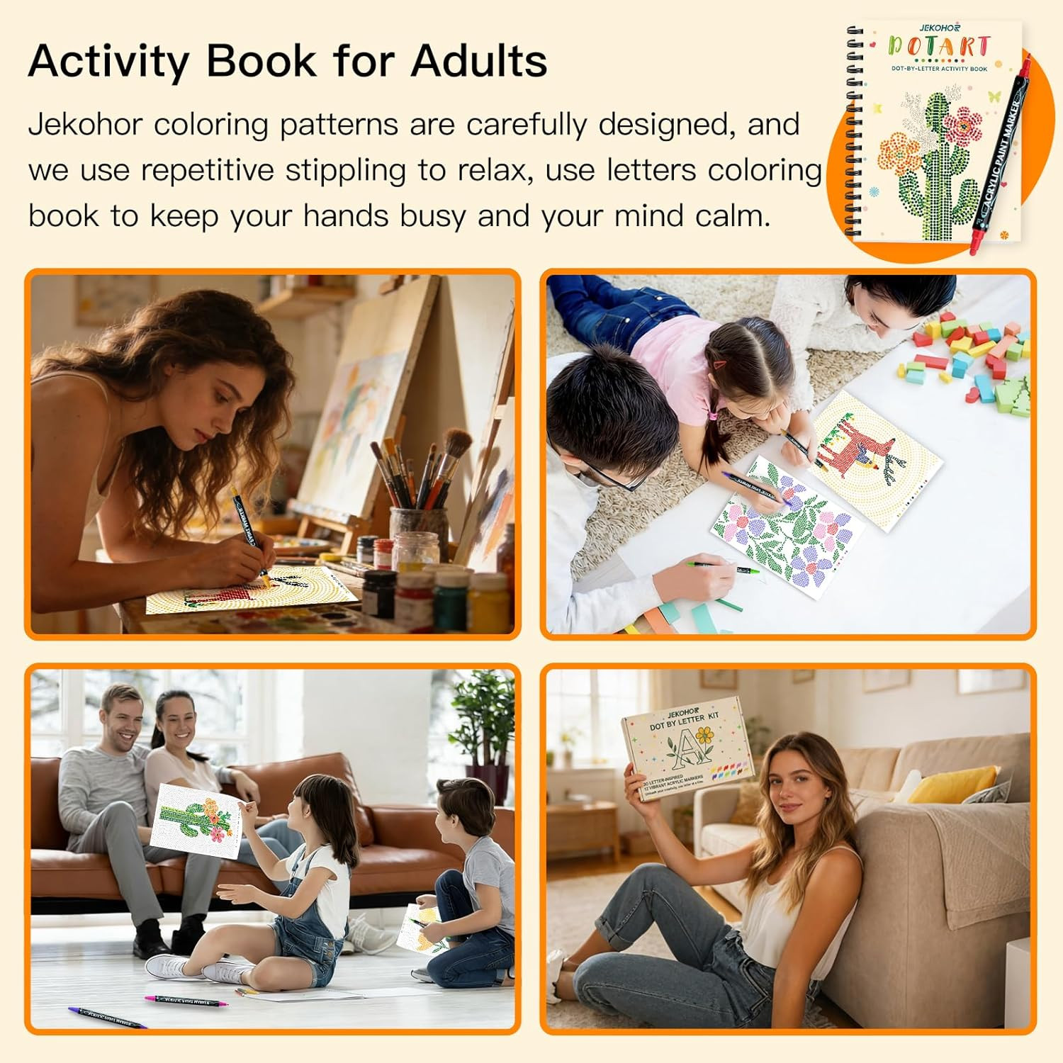 Dot Art for Adults-Coloring Book with 30 Patterns for Relaxation and Stress Reli