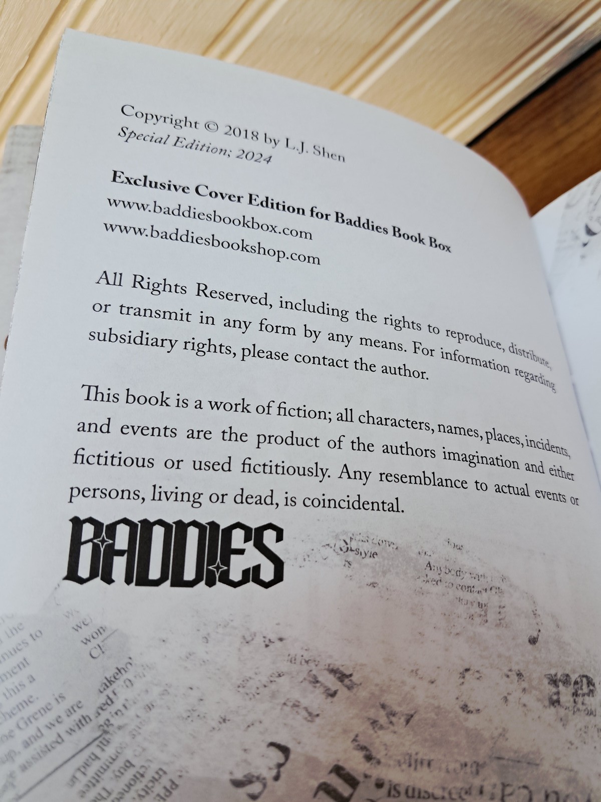 Dirty Headlines L.J. Shen Signed Special Edition Baddies Book Box Exclusive