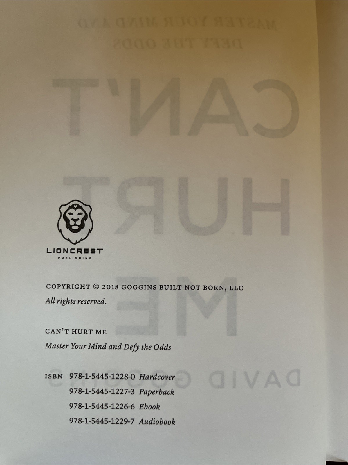 Can’t Hurt Me by David Goggins (2018, Hardcover, First Edition/1st Printing)