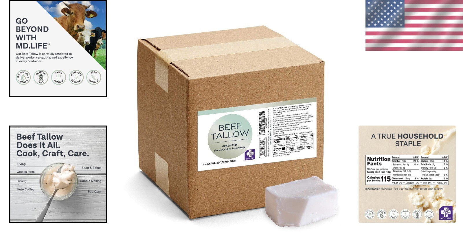 Nutritious Food Grade Beef Tallow – 24 lbs – Ideal for Keto Diet & Health Boost