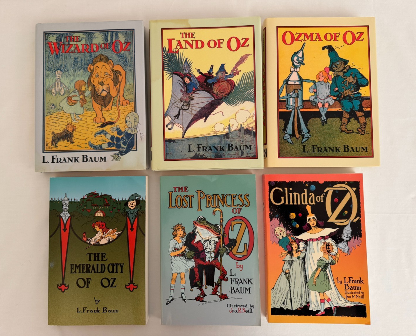 Wizard of Oz Books by L. Frank Baum Lot of 6 Large Print Books, 3 HC w/DJ, 3 PB