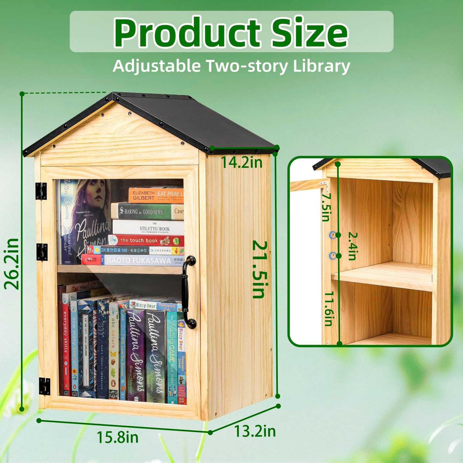 Outdoor Little Library Box – 2-Tier Weatherproof Wood for Community Sharing